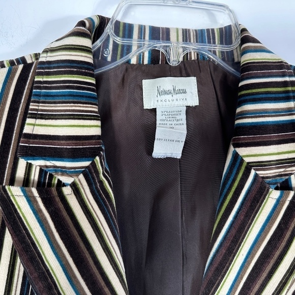 Vtg Neiman Marcus Women's Sz 10 Velour Striped Blazer Jacket Academic Y2K - Picture 9 of 12